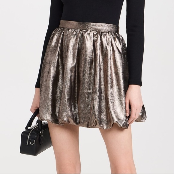 Madewell Dresses & Skirts - Metallic dark gold / brass Bubble-Hem Mini Skirt Madewell 10